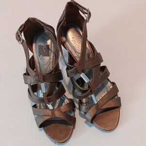 Dexflex Comfort Metallic Brown Strappy Sandals Heels